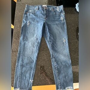 Loft Modern Skinny jeans with flower embroidery detail, Size 12 (31)